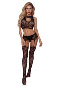 TOP BRASSIERE ET COLLANT OUVERT NOIR "Spicy" - PARIS HOLLYWOOD